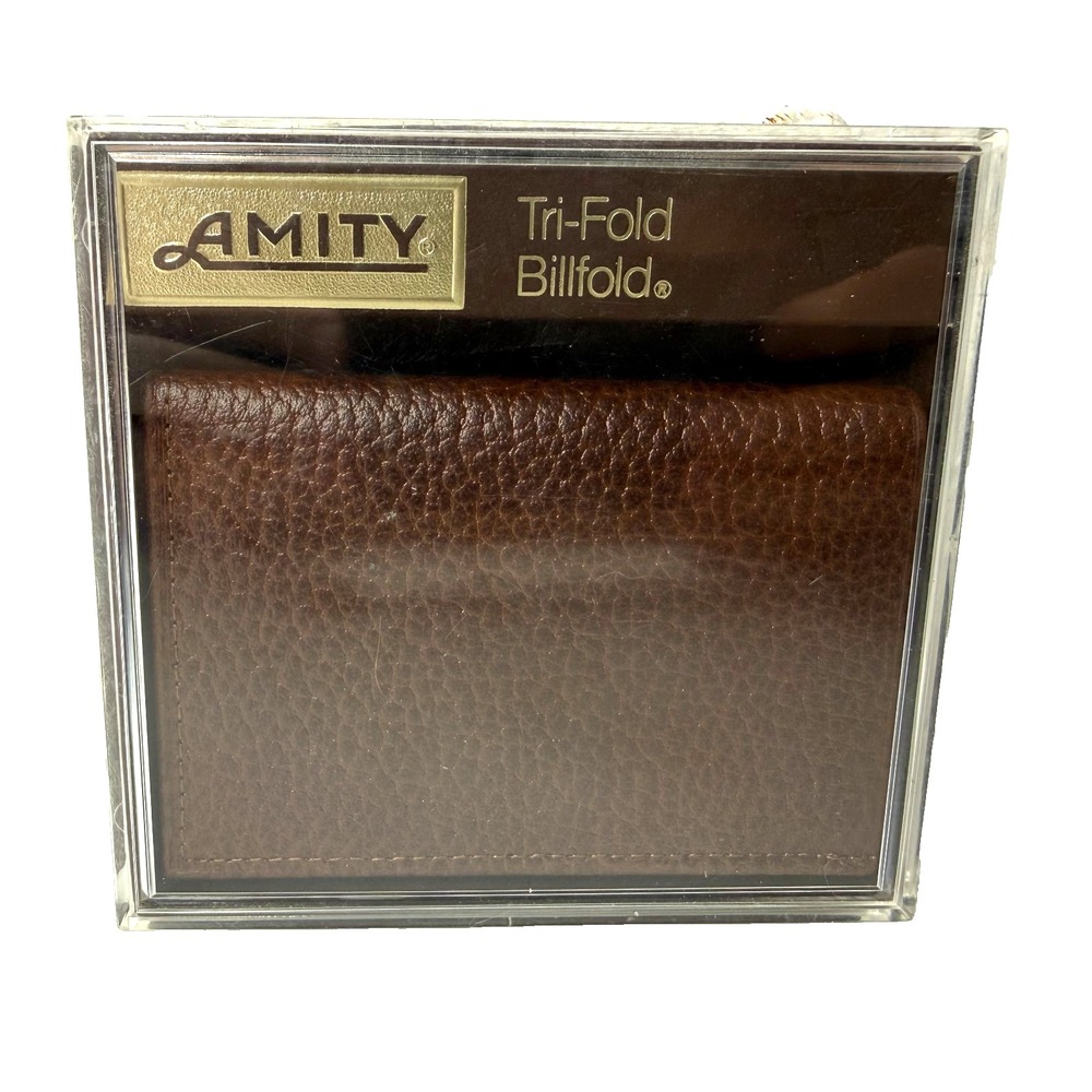 NEW Men's Amity Tri Fold Billfold Wallet Vintage Brown Cowhide Leather with Box